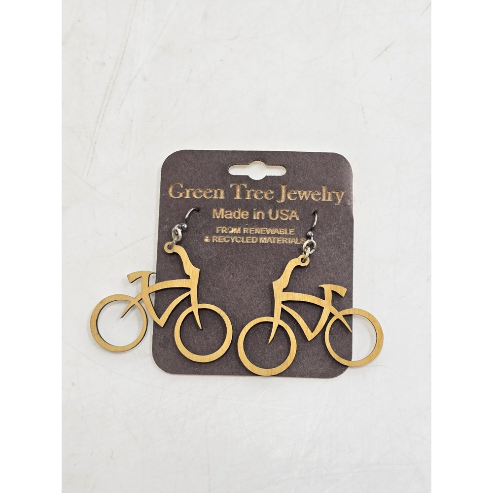 Green Tree Jewelry Pair Of Bicycle Earrings Made With Certified Sustainable Wood